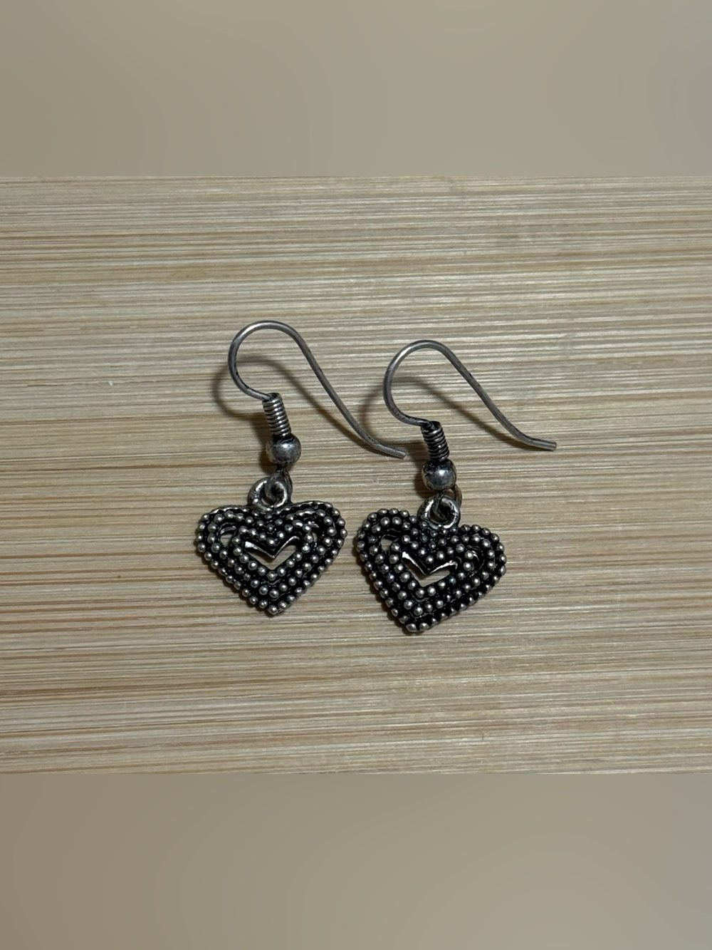 Silver Heart Dangle Earrings